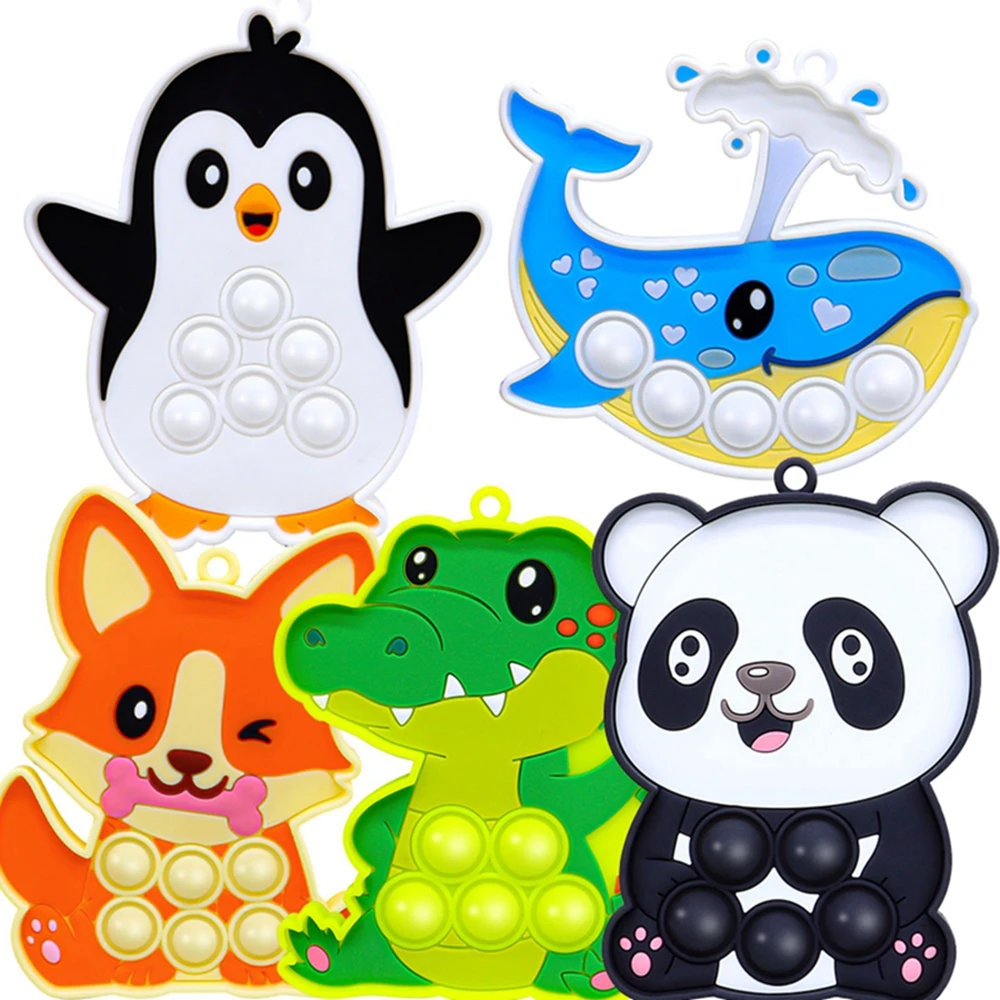 

5Pcs Sensory Fidget Pop Push Bubble Toy Whales Crocodiles Pandas Silicone Squeeze Autism Anxiety Stress Relief Popping Toys