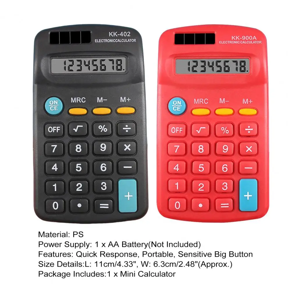 Pocket Calculator Fast Response Accounting Tool LED Large Screen Big Button Business 8-Digit Mini Calculator For School Office