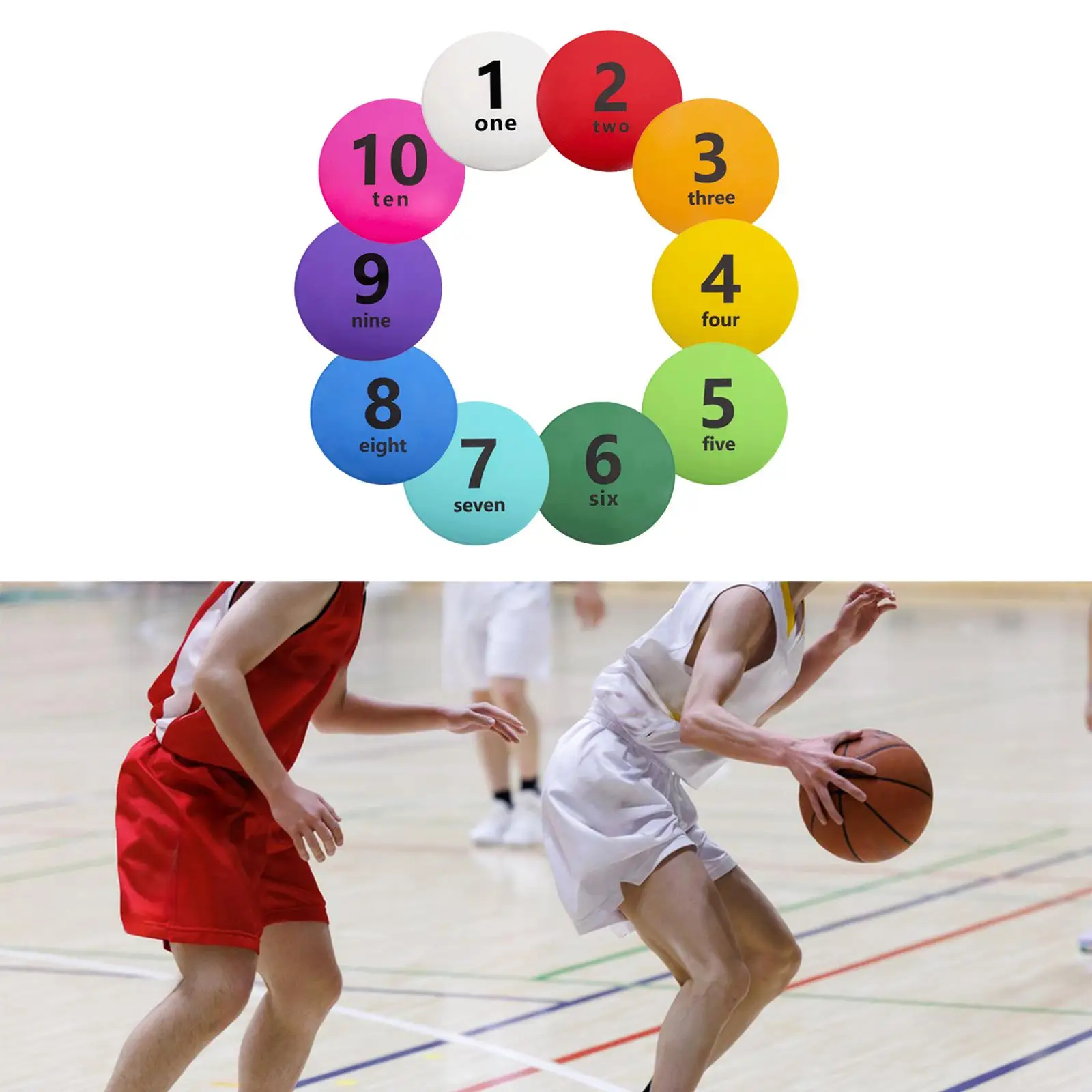 

10 Pieces Numbered Floor Spot Markers Anti Slip Flat Disc Markers for Activities