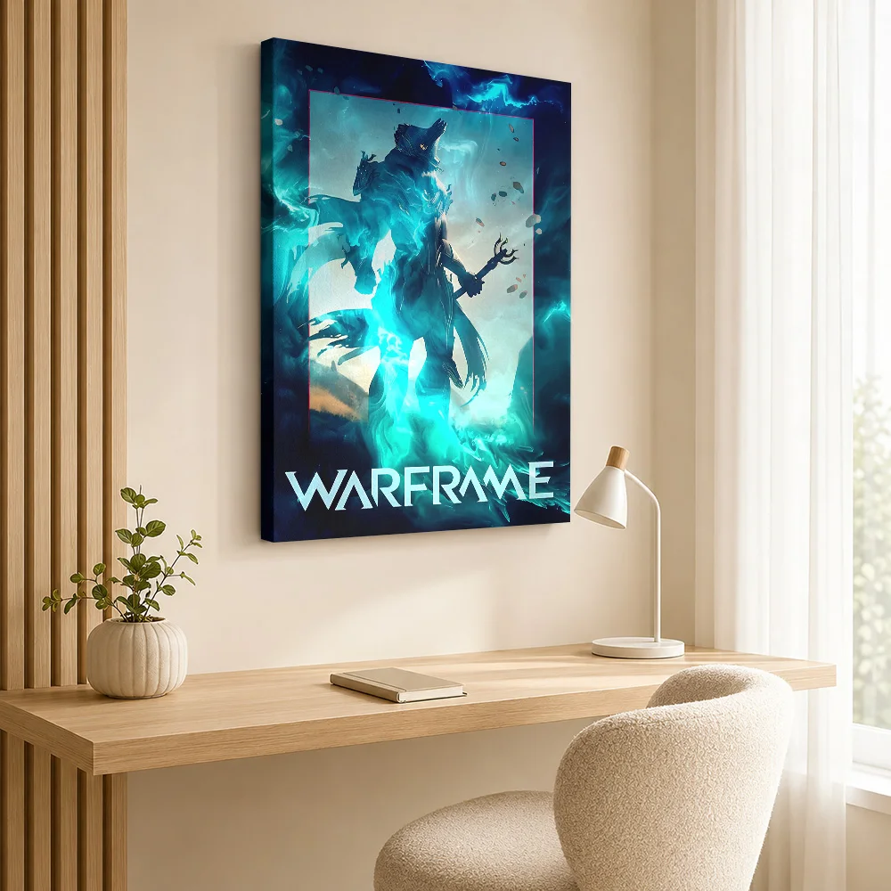 Warframe Energy Aura Character Canvas Print Posters Sci Fi Style Wall Art With Customized Photo For Man Cave Ideal Tech Fan Gift