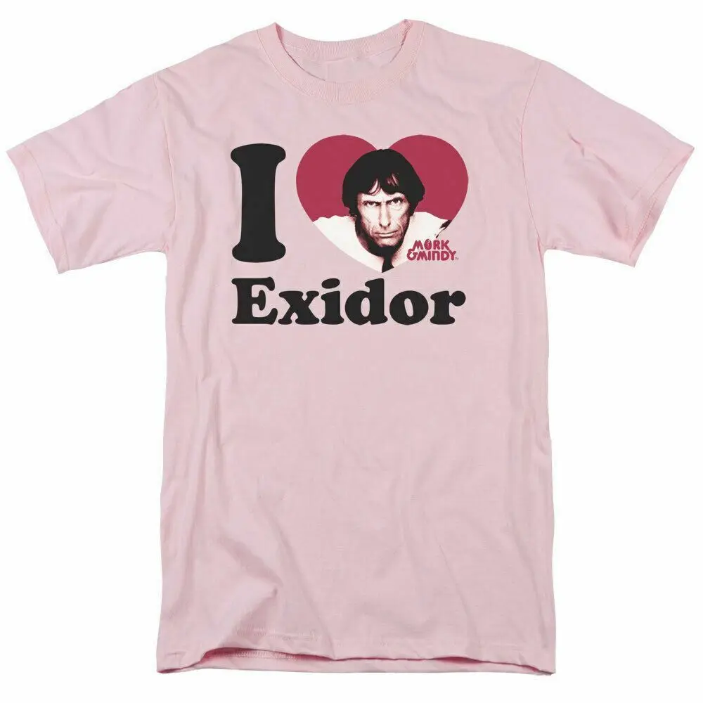 Mork and Mindy I Heart Exidor T Shirt Mens Licensed Classic TV Show Light Pink