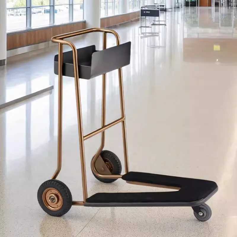 Airport Luggage Cart Luggage Cart South Terminal Stainless Steel Trolley Tricycle Lobby Concierge Hotel Cart