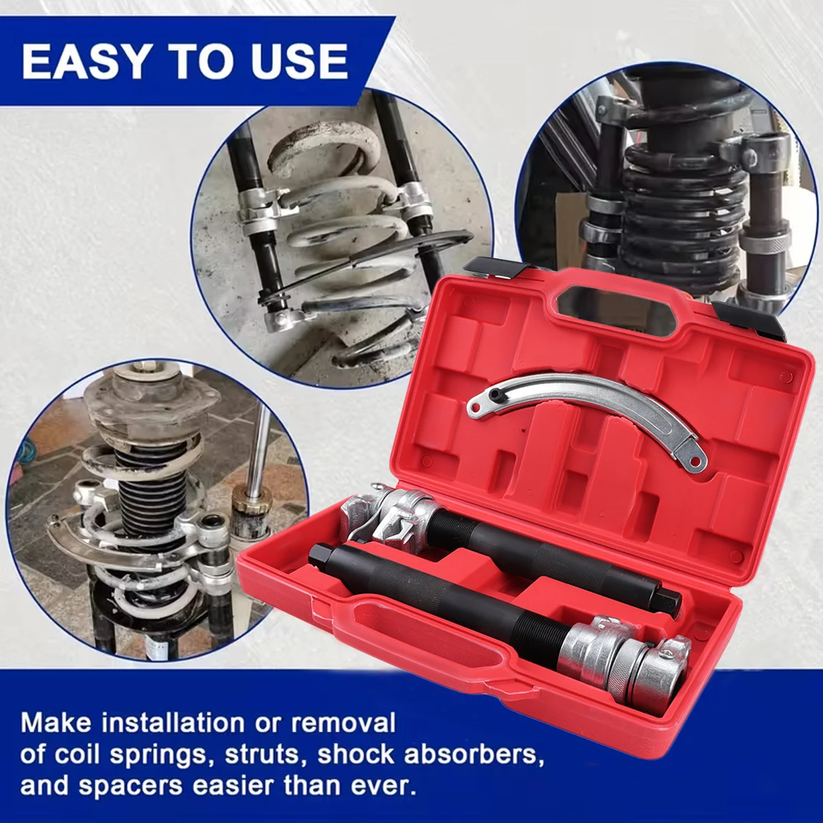 

3 шт./компл., инструмент для компрессора винтовой пружины, сверхмощный набор для сжатия пружин Macpherson с защитной челюстью и держателем для легковых автомобилей, грузовиков
