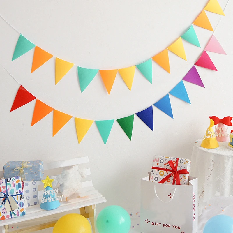 1 pack, Colorful Triangle Flags - Multicolor Pennant Banner for Home, Weddings, Parties, and More - Perfect for Decorating