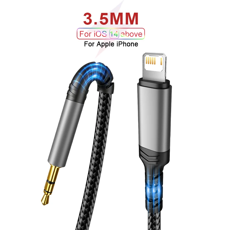 For iPhone Aux Cord iPhone 3.5mm Headphone Audio Jack Aux Cable Car Adapter For iPhone 15 14 13 12 11 Pro Max XS XR SE 8 Plus