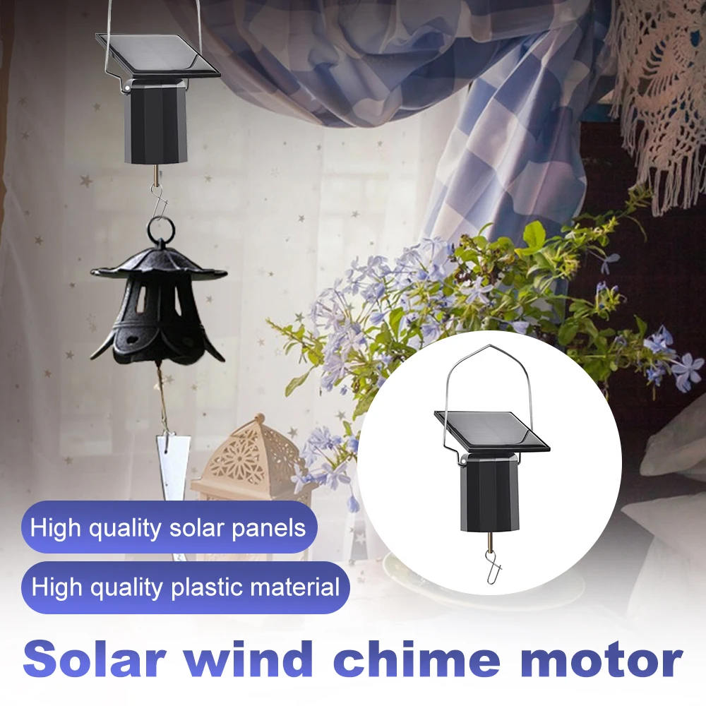 Wind Chime Spinner Solar Motor with Hook Solar Powered Wind Chime Auto Rotate Hanging Hook Rotary Motor Home Balcony Decoration