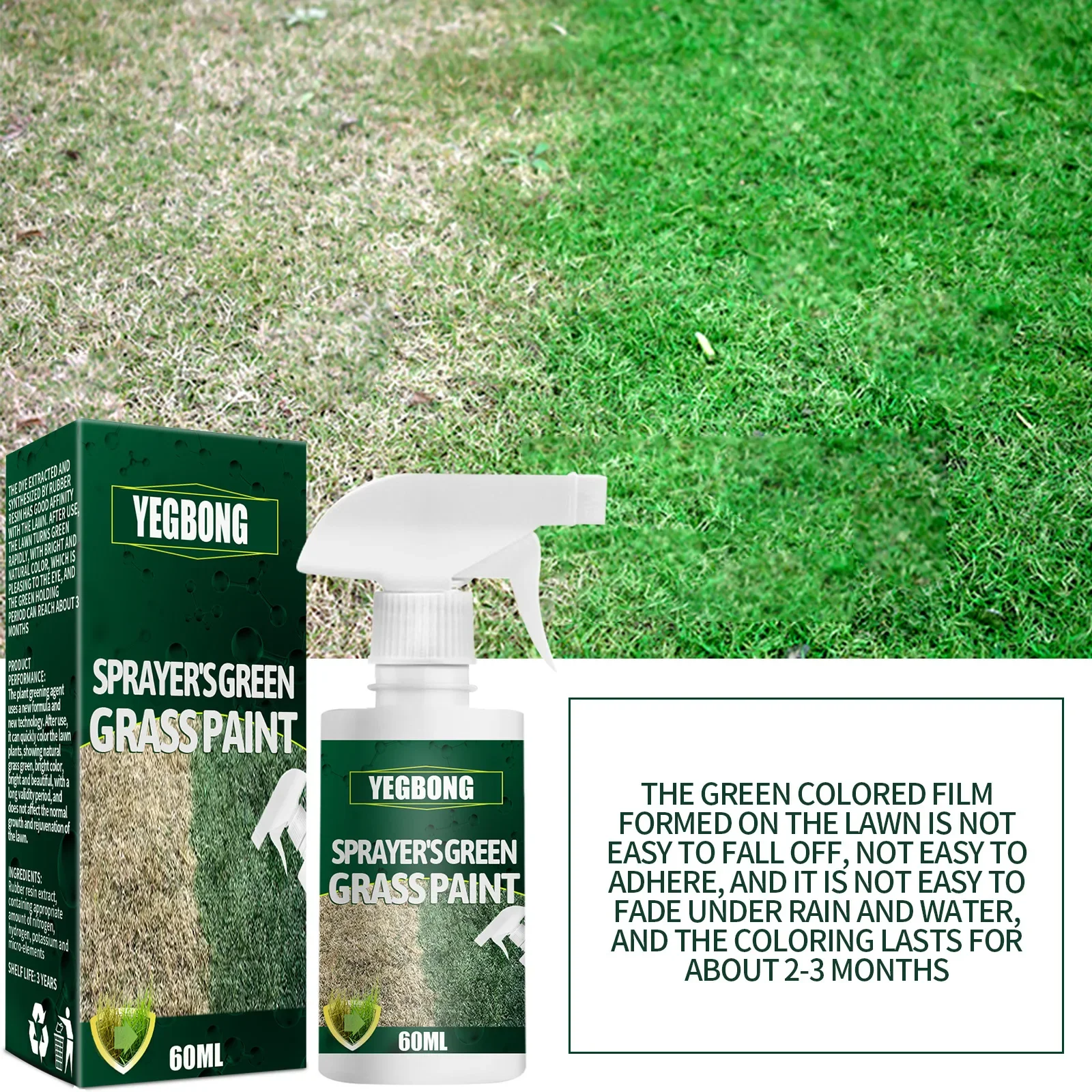 Fast Green Spray Grass and Turf Paint Environmentally Friendly Pet-Friendly Green Again Green Sprayer Lawn Colorant