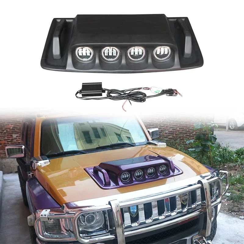 

For Hummer H3 Hood Scoop Spotlight Cover Remote Control Seat Lamp Fiberglass Material 2003-2008Car Exterior Accsesories Body Kit