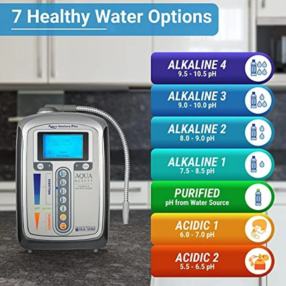 Aqua Ionizer Deluxe | Water Ionizer|7 Water Settings | Home Alkaline Water Filtration System|Produces pH 4.5-10.0 Alkaline Water