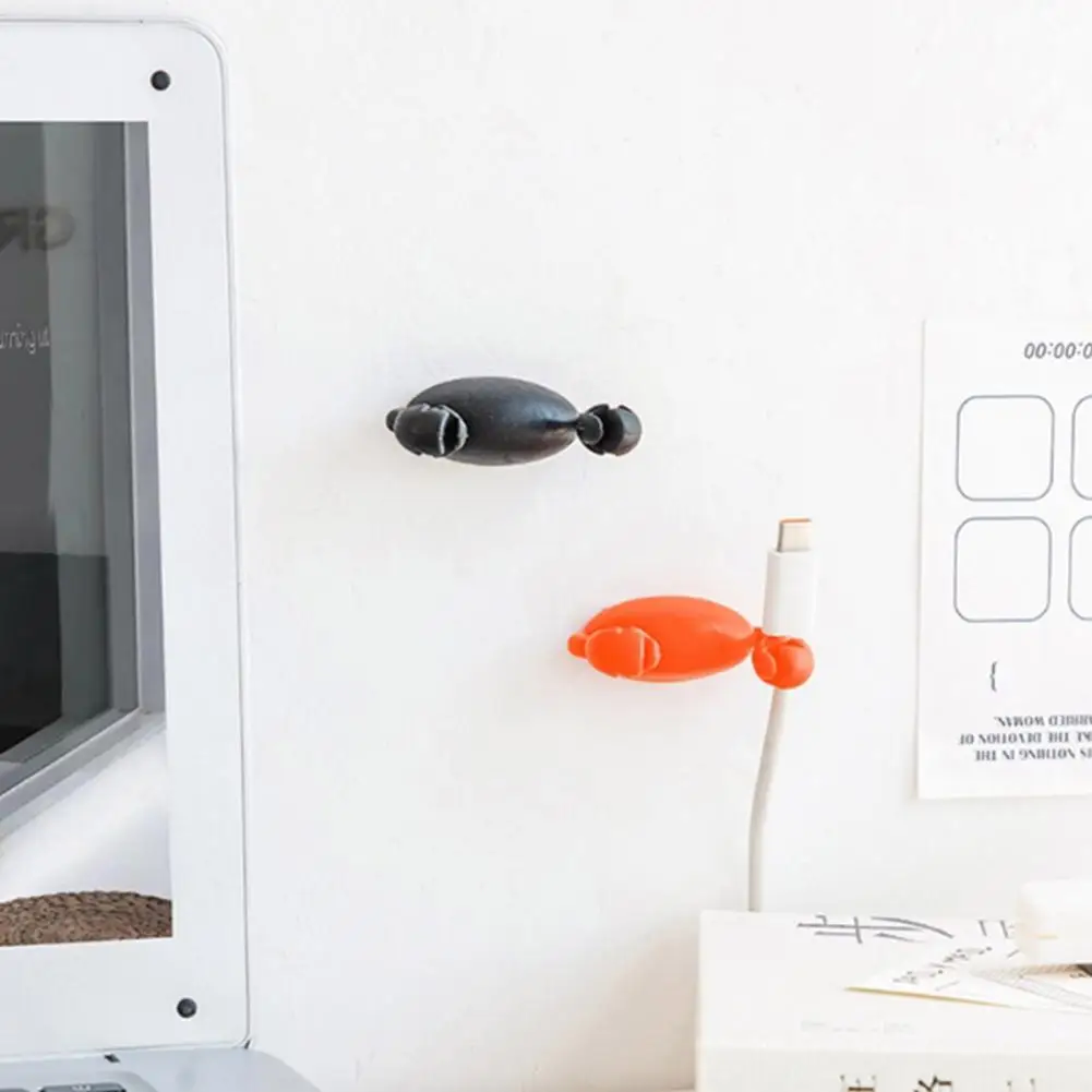 귀여운 만화 게 케이블 정리함 클립, 홈 오피스 책상용 정리정돈 접착 코드, 휴대폰용 정리함 거치대