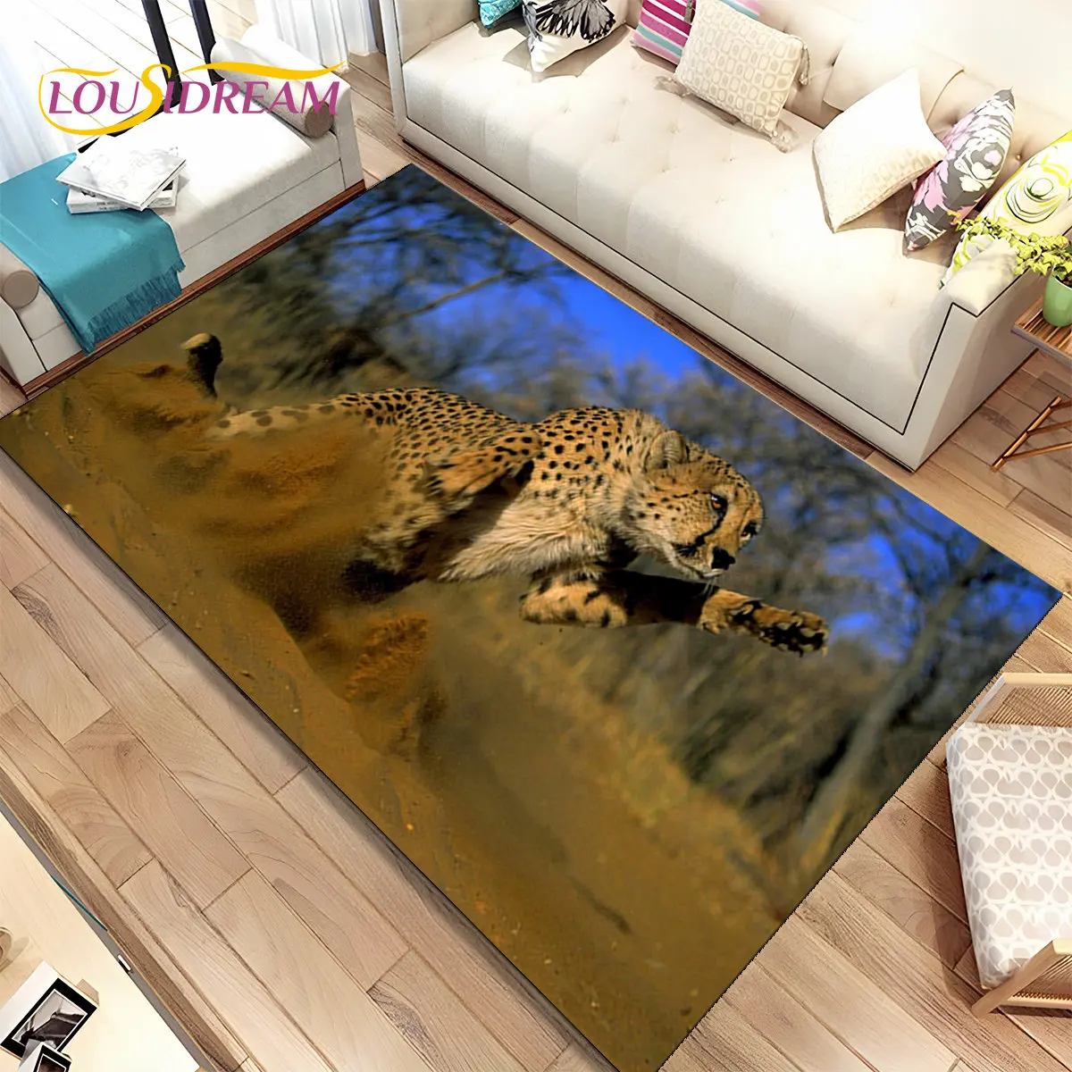 Animal Leopard Cheetah Cartoon Beast Area Rug – Non-Slip Carpet for Living Room, Bedroom & Home Kitchen Decor