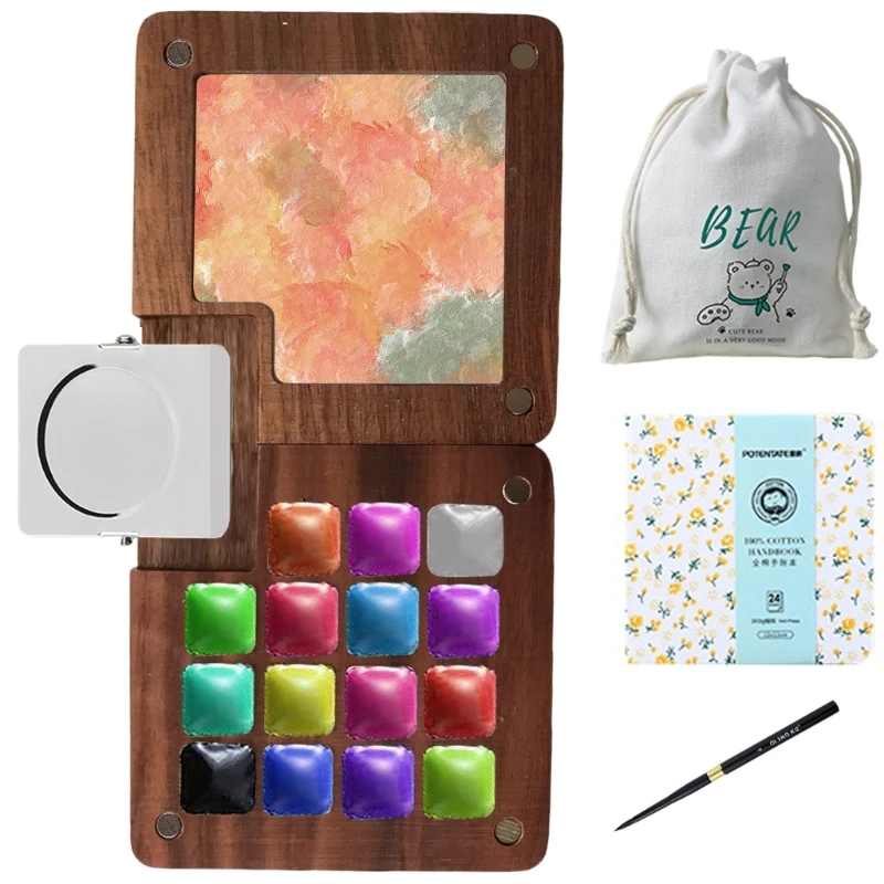 8/15 kolorów palety farb akwarelowych przenośne palety szkicownika podróżna taca na farby dla malarzy artystów