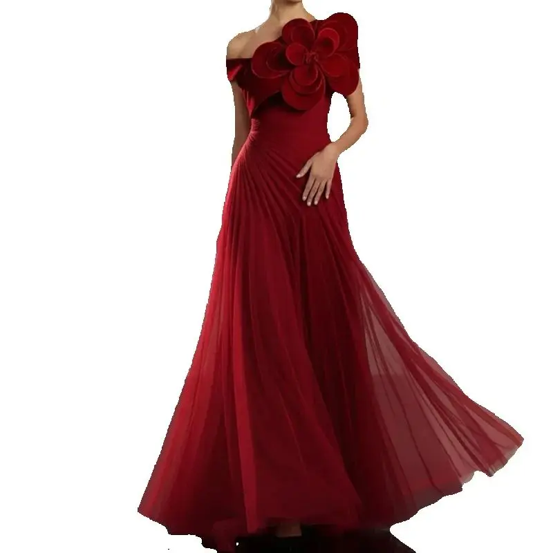 

Customized A-Line Red Boat Neck Cap Sleeve Elegant Evening Dress Delicate Celebrity Gowns Fashion High Quality Party Dress