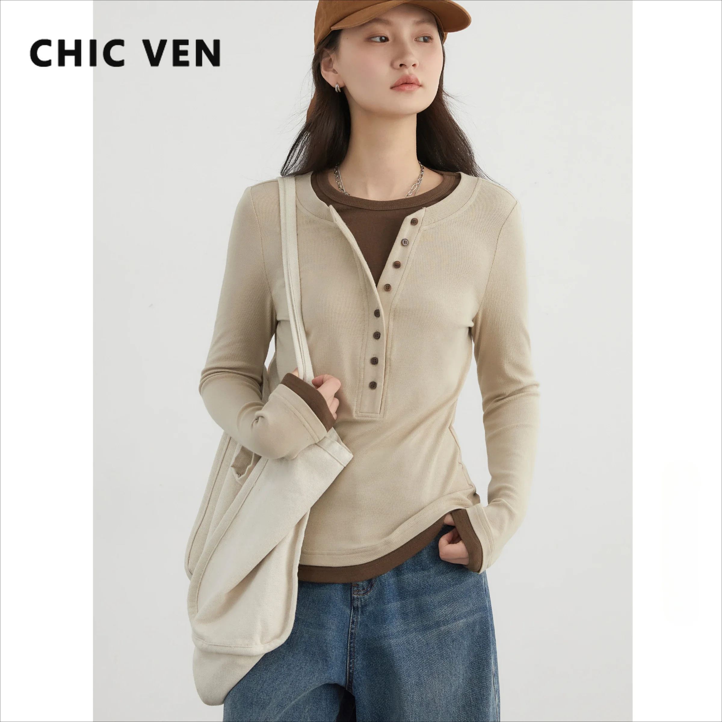 CHIC VEN Women Sweaters Loose Casual New Bottom T-shirt Long Sleeves Female Knitted Jumpers Woman Pullovers Autumn Winter 2024