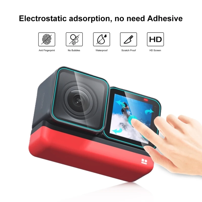 PULUZ 3 in 1 Screen + 4K Lens + Leica Lens Tempered Glass Film For Insta360 One RS Camera High Clear Protective Film