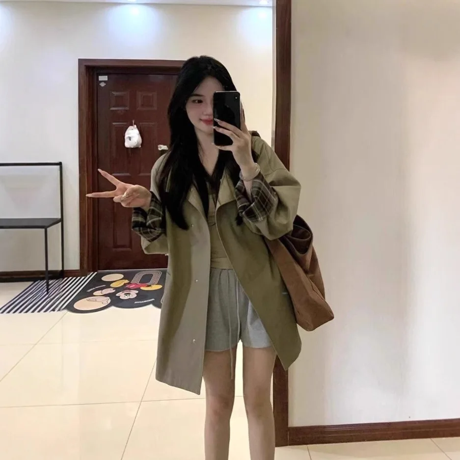 

Осень 2024, новый короткий плащ для женщин, свободная повседневная короткая куртка в стиле ретро