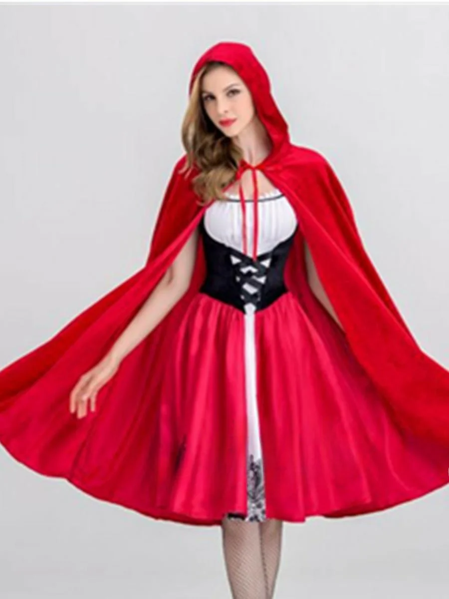 

New Arrival Queen Costume Castle loween Cosplay orm Adult Role-plang Clothing Red Hat Princ Stage Costume Polyester
