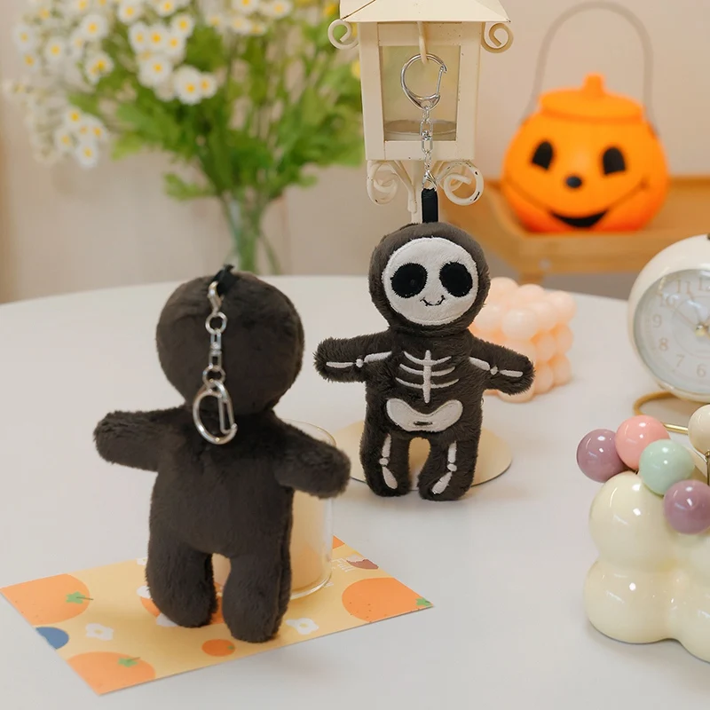 Juguete de peluche de 15cm para niños, colgante con esqueleto de dibujos animados, divertido y creativo, regalo de Halloween sonriente