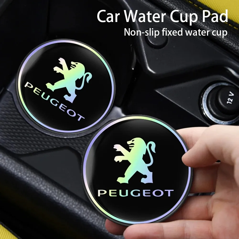 2PCS Creative Laser Peugeot Car Water Cup Pad Non-slip Cup Holder Coaster for 208 308 307 407 2008 3008 408 508 5008 RCZ