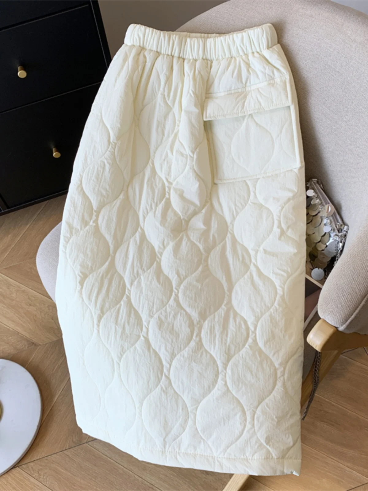 

Fashion Warm Women's Skirt Autumn Winter Solid Color High Waist Thicken Down Cotton Skirts All-match Women's Clothing