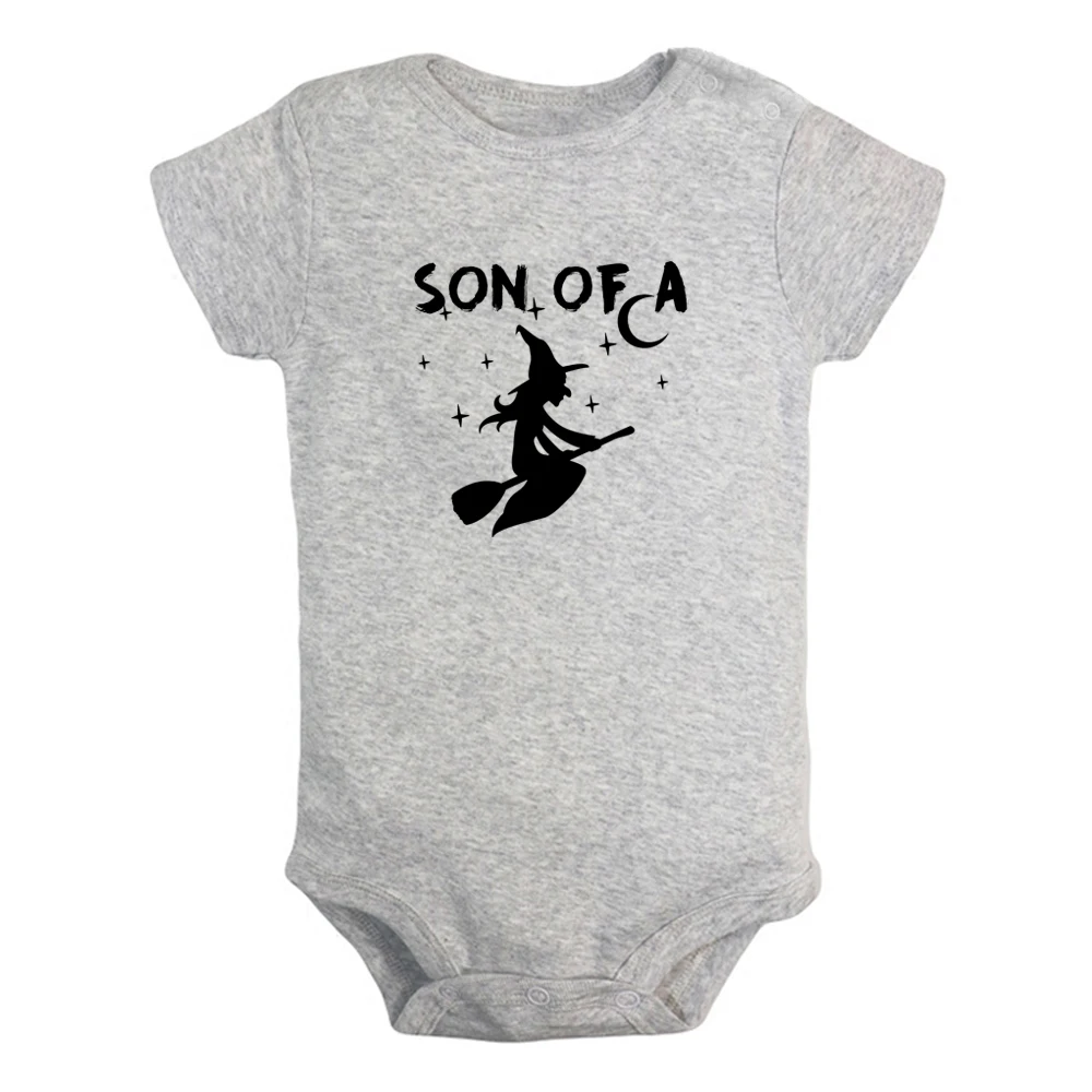 Son of a Witch Fun Halloween Graphic Baby Bodysuit Cute Boys Girls Rompers Infant Short Sleeves Jumpsuit Newborn Soft Clothes