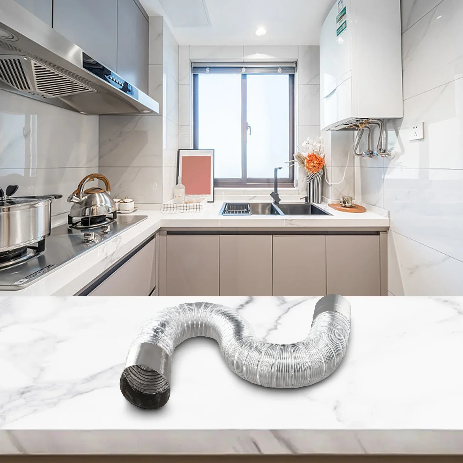 

Stretching Range 0.65-1.5 Meters Aluminum Foil Hose Ventilation System Flexible Exhaust Pipe High Temperature Tolerance