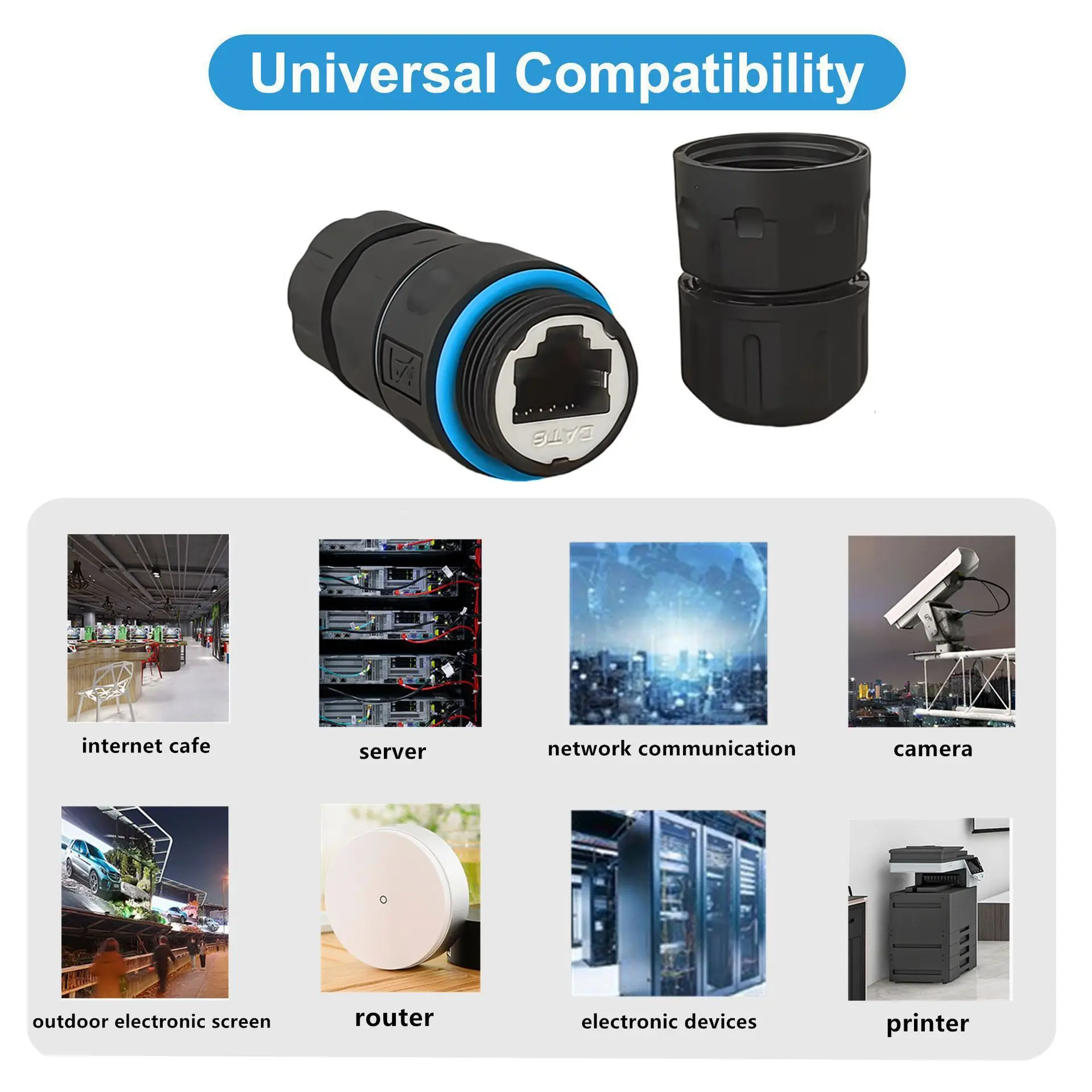 كابل شبكة Cat6 M21 RJ45 موصل Cat6 مقاوم للماء IP68 8P8C محول مقرنة إيثرنت