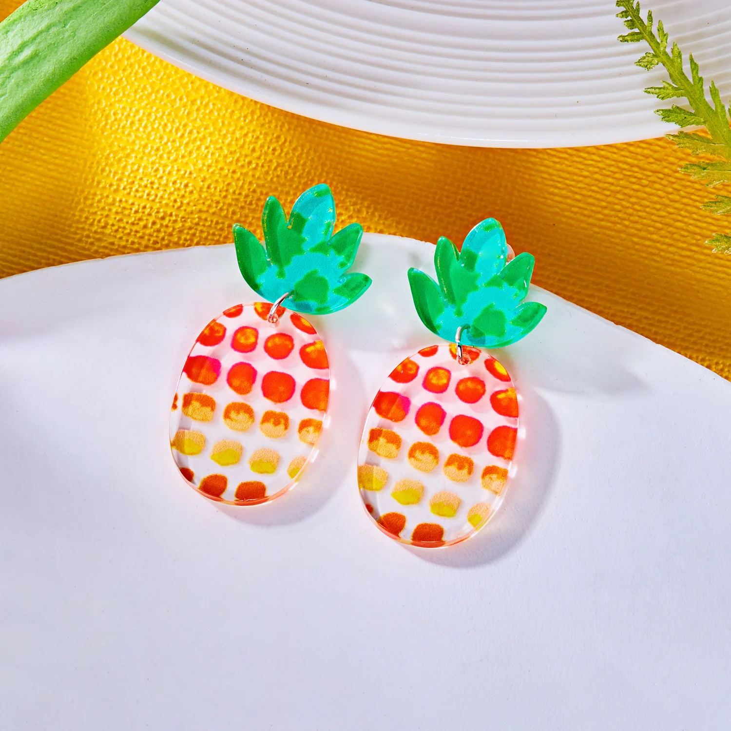 Bunte Muster Acryl Schmetterling Tropfen Ohrringe für Frauen Einfache Obst Geometrie Harz Baumeln Ohrringe Täglichen Schmuck Zubehör – Detail 9