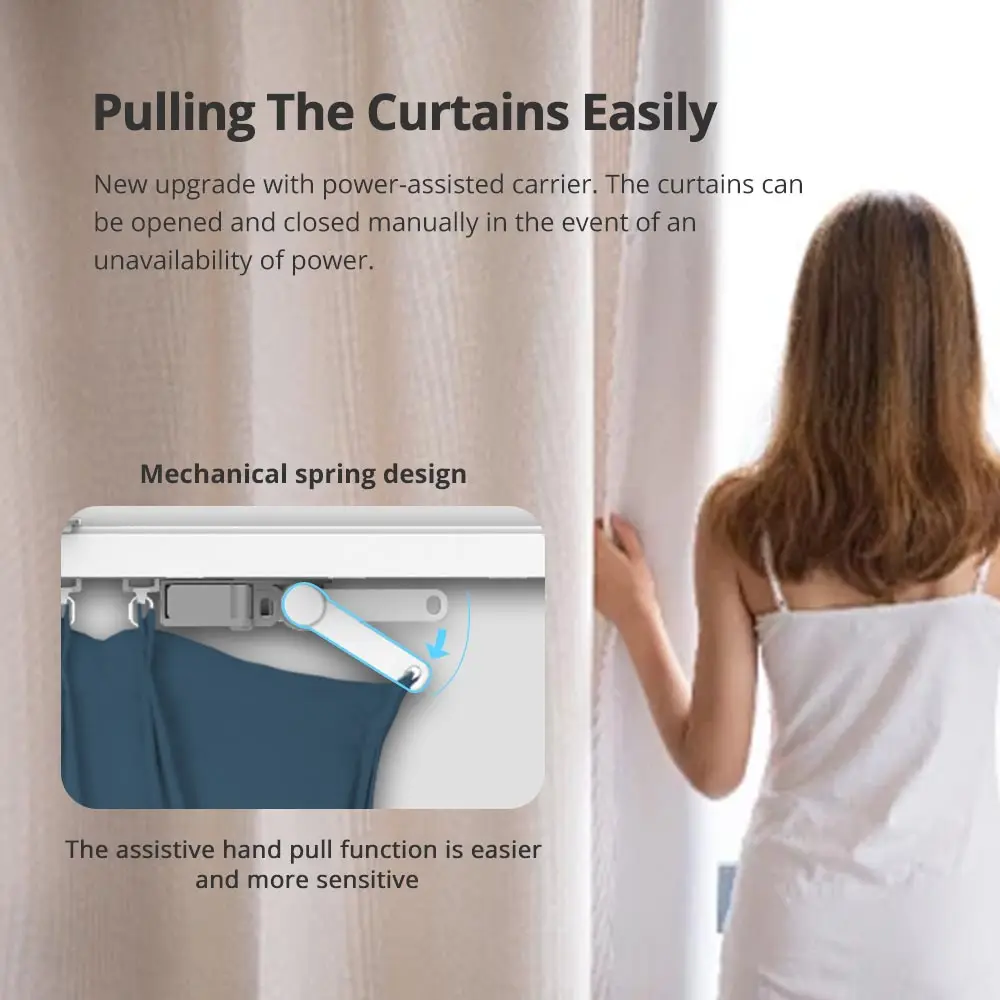 Zemismart Matter Over WiFi Smart Curtain Motor with Splicing Track Beltless Design HomeKit SmartThings Alexa Google Home Control