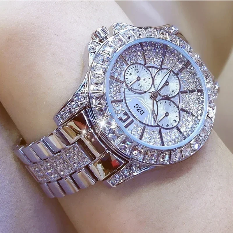 Montre en cristal avec diamant pour femme, montre décontractée pour femme, bracelet pour femme, marque de luxe supérieure, montres à la mode