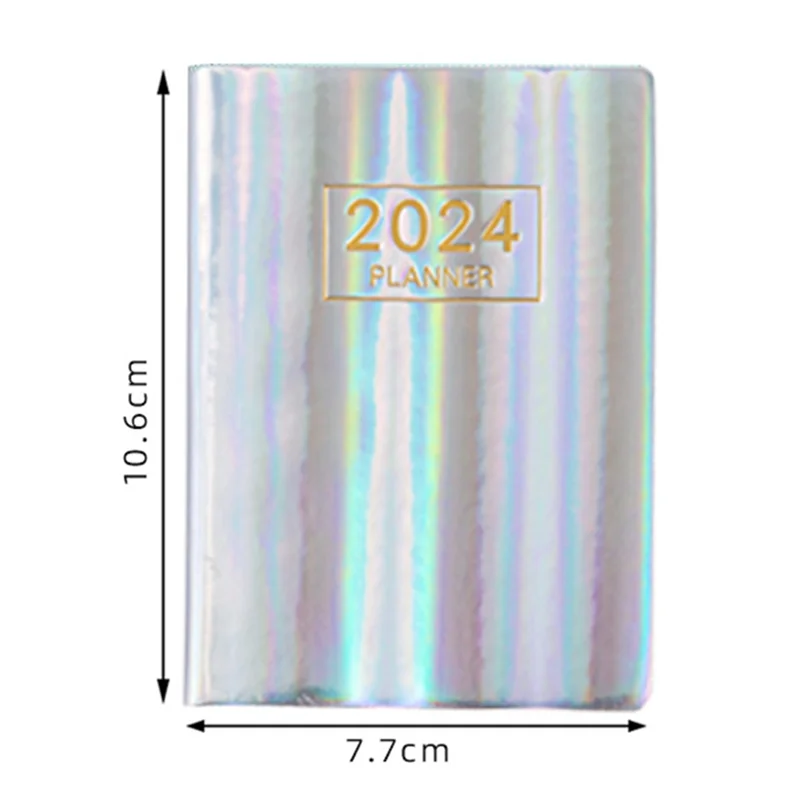2024 약속장 & 플래너 실버 노트 2024년 1월 - 2024년 12월, 일일 시간별 플래너 2024, 프리미엄 종이(실버)