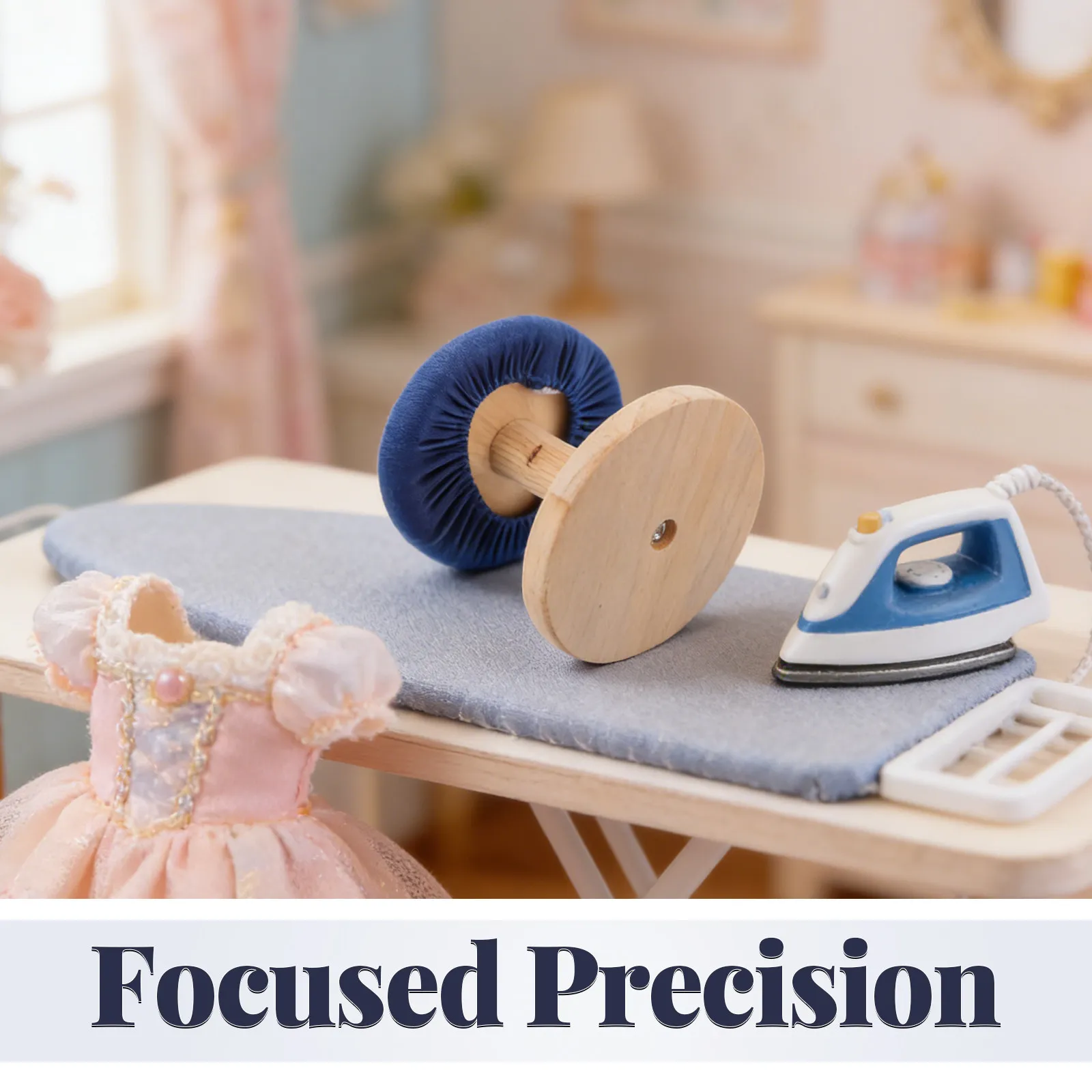 Small Portable Wooden Ironing Board 18Cm Round Tabletop Ironing Platform for Shirts Collars Cuffs Sewing Garment Pressing Home