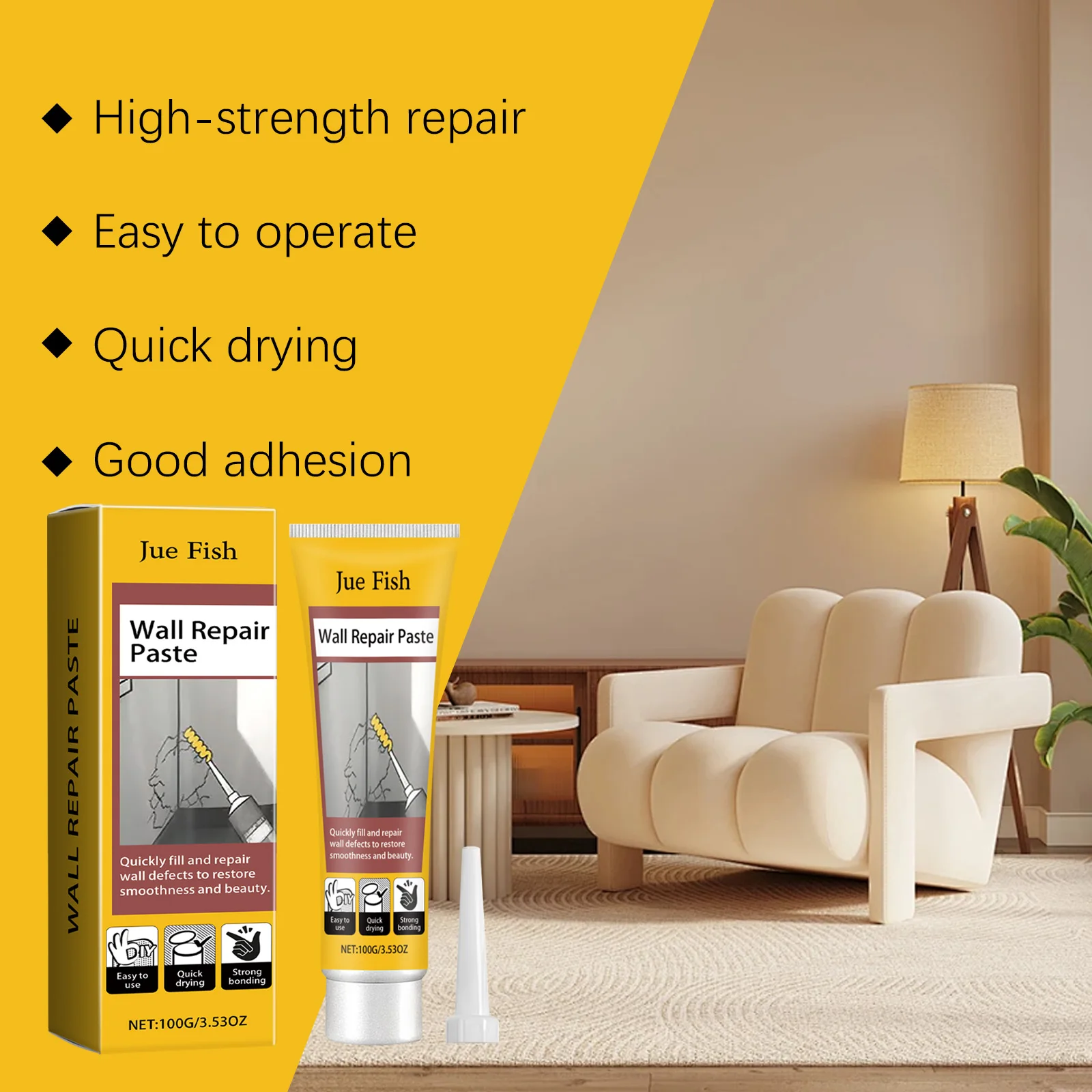 100g Multifunctional กระเบื้องหิน Crack Repair Wall วางกระเบื้องและเคลือบชิปรอยแตก Adhesio อ่างวาง Fix และซ่อมครีม