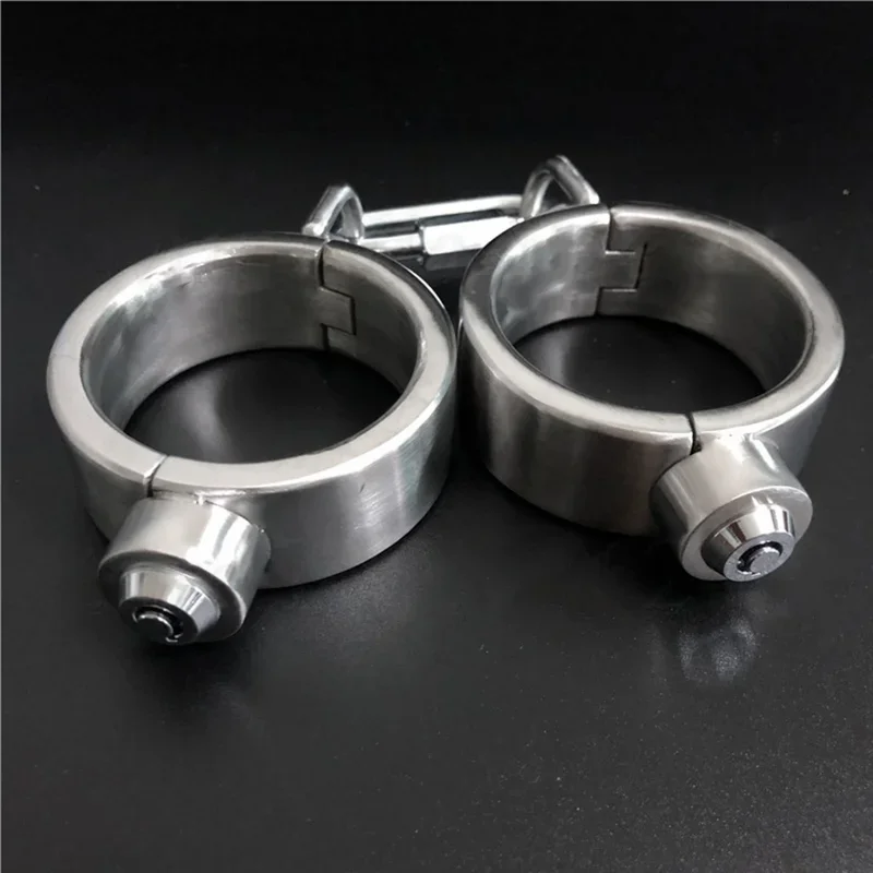 Stainless Steel Handcuffs Heavy Duty Leg Irons Adult Slave Collar Feet Ankle Cuffs Restraints Adult Toys for Men BDSM Game