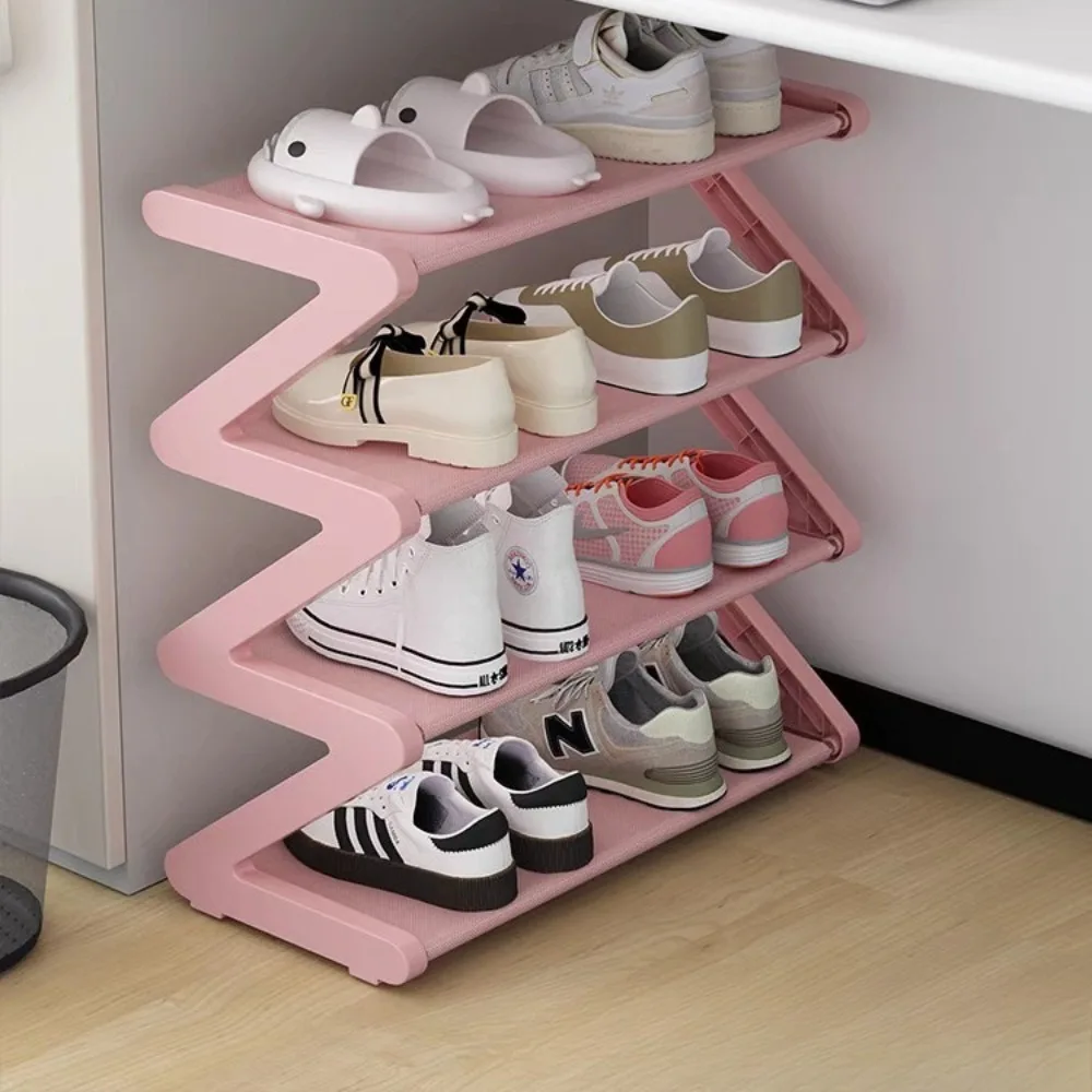Zapatero creativo en forma de Z, almacenamiento de zapatos sencillo para el hogar, Zapatero de montaje multicapa para almacenamiento de zapatos de dormitorios
