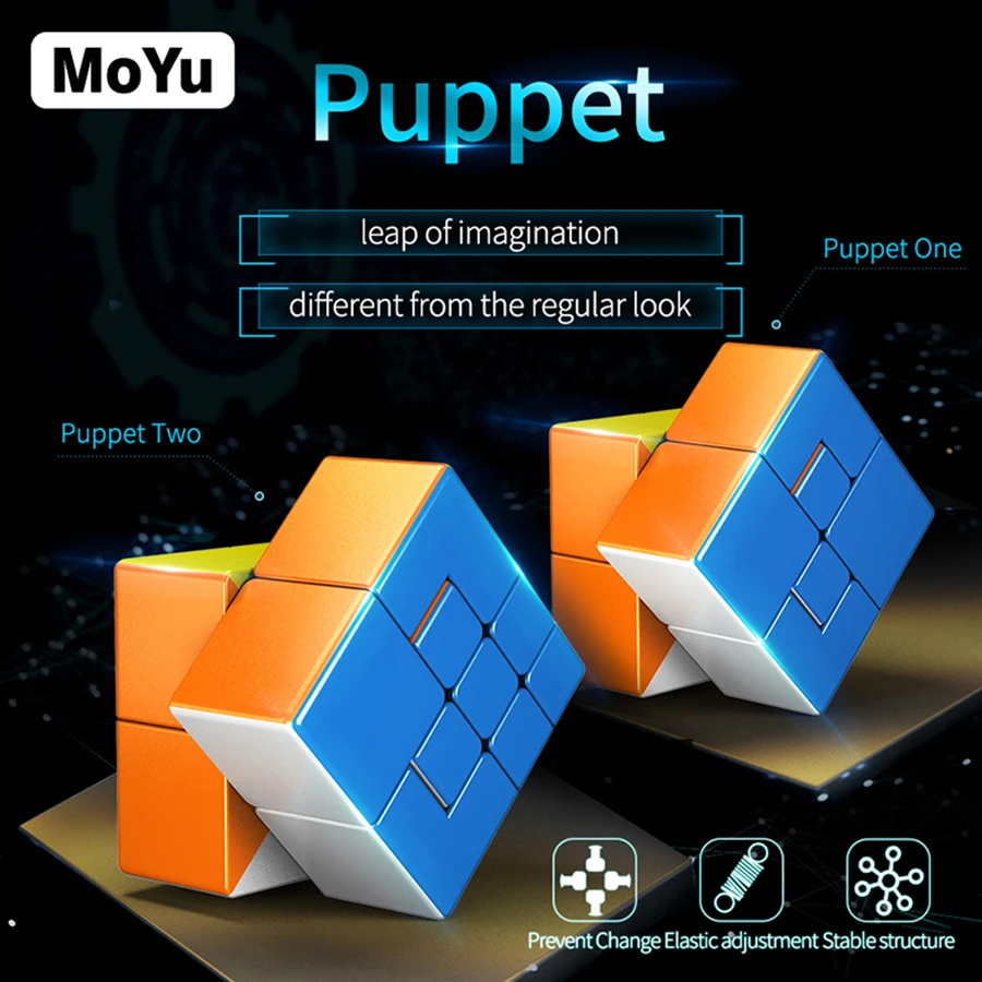 MoYu MeiLong Magic Cubes 3x3x3 Puppet 큐브 1 and 2  Stickerless Cubing Classroom Puzzle 3x3  Professional Educational Cubo Mágicos