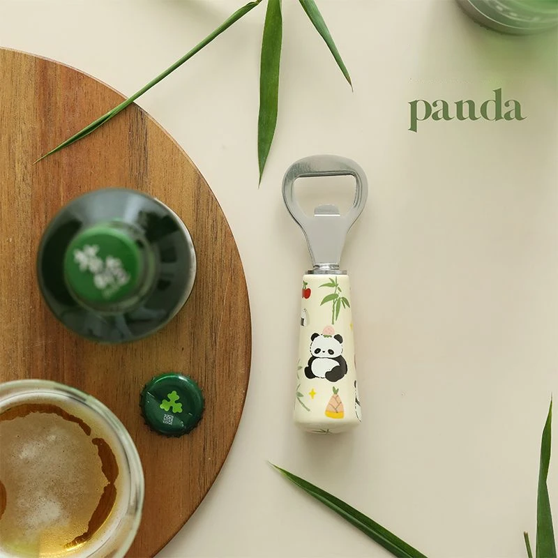 Creative Household Multifunction Ceramic+Stainless Steel Panda Bottle Opener Bar Wine Accessories Cool Gadgets Kitchen Gadgets