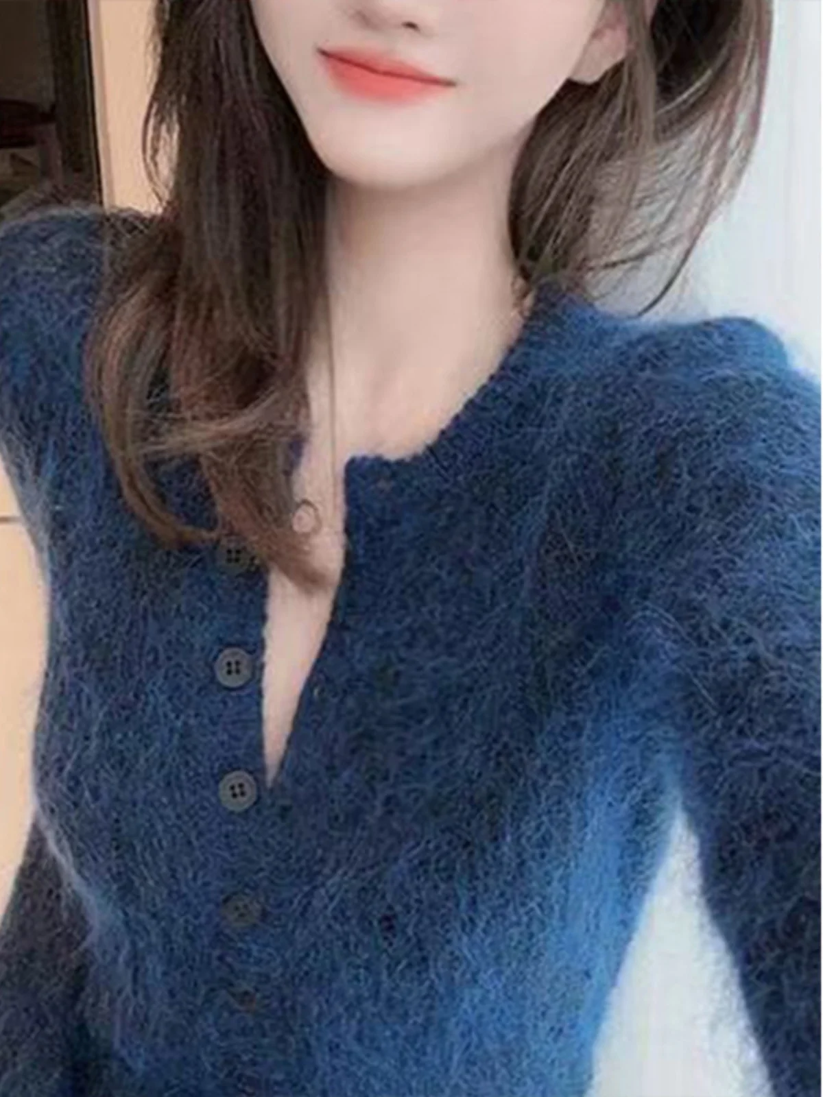 패셔너블한 니트 스웨터 여성용 패션 2025 봄 신상 슬림핏 카메레 다용도 기본 탑 엘리 리틀 인스