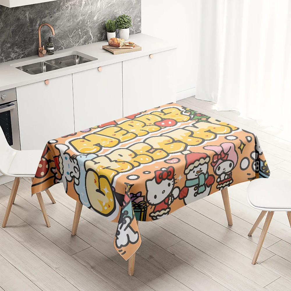 Sanrio Christmas decoration tablecloth Hello Kitty Kulomi pattern restaurant Kitchen decoration waterproof and antifouling