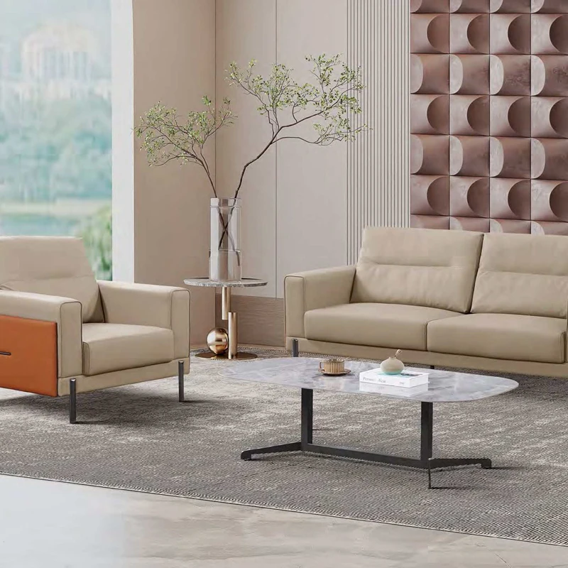 #High-Density Modern Leather Modular Office Sofa With Metal  Hotel And Apartment Use