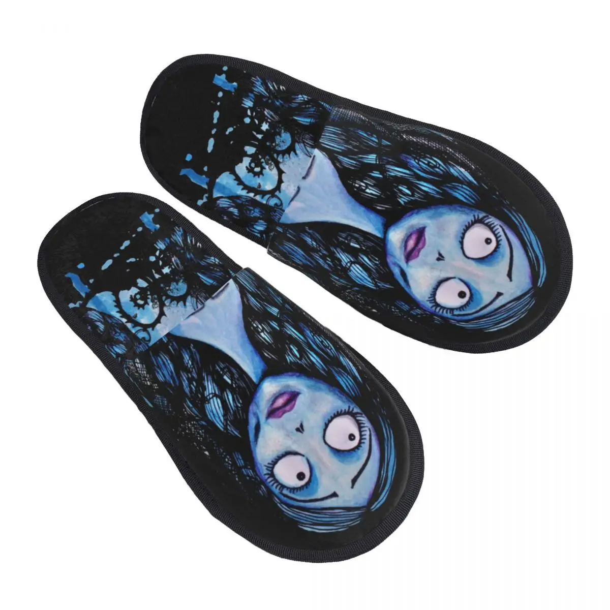 Custom Halloween Watercolor Corpse Bride Soft Memory Foam House Slippers Women Skeleton Emily Girl Tim Burton Comfy Warm Slipper