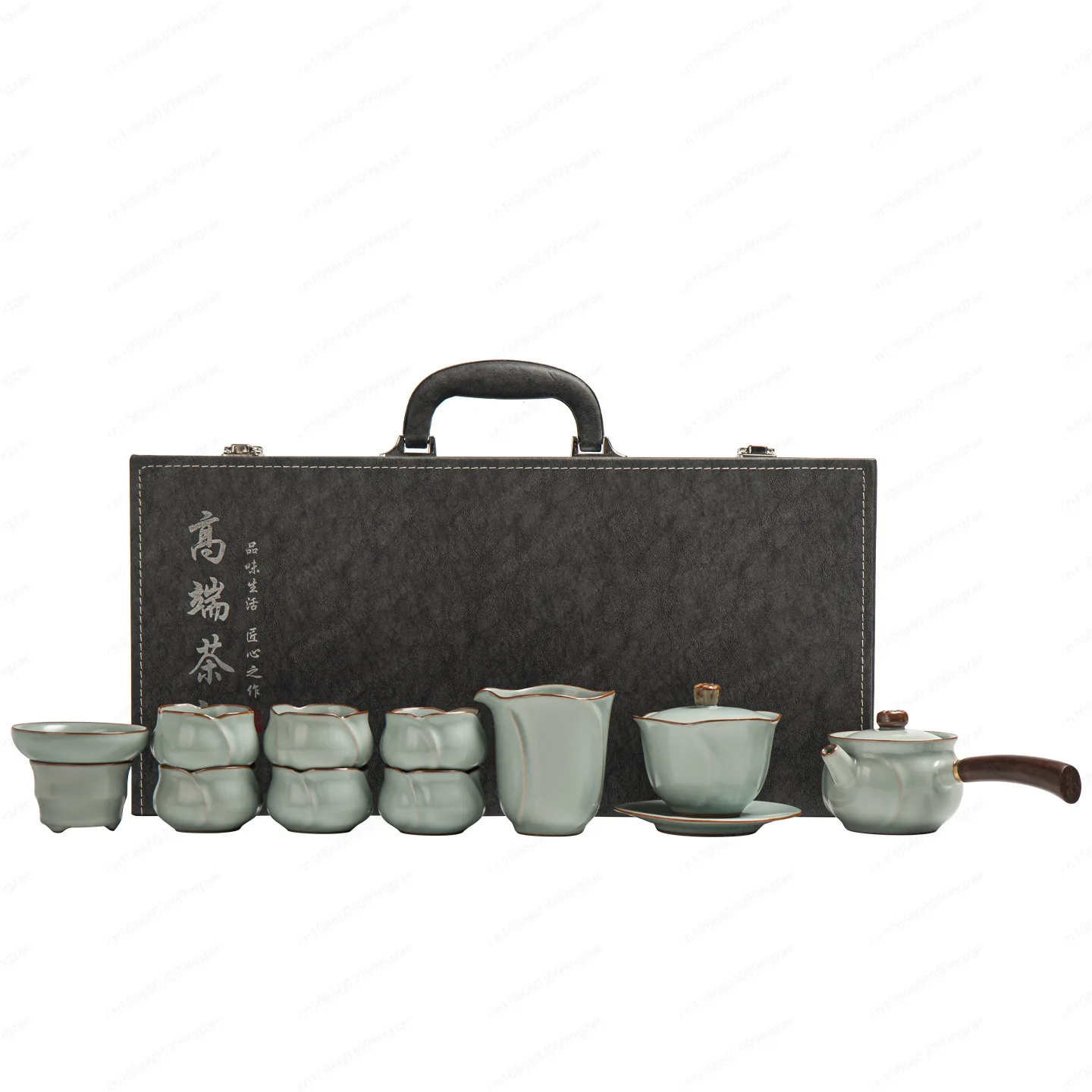 

Ru Kiln Gongfu Чайный сервиз Роскошный, цельный керамический чайник с горшком с боковой ручкой, коллекция подарочных коробок в стиле ретро