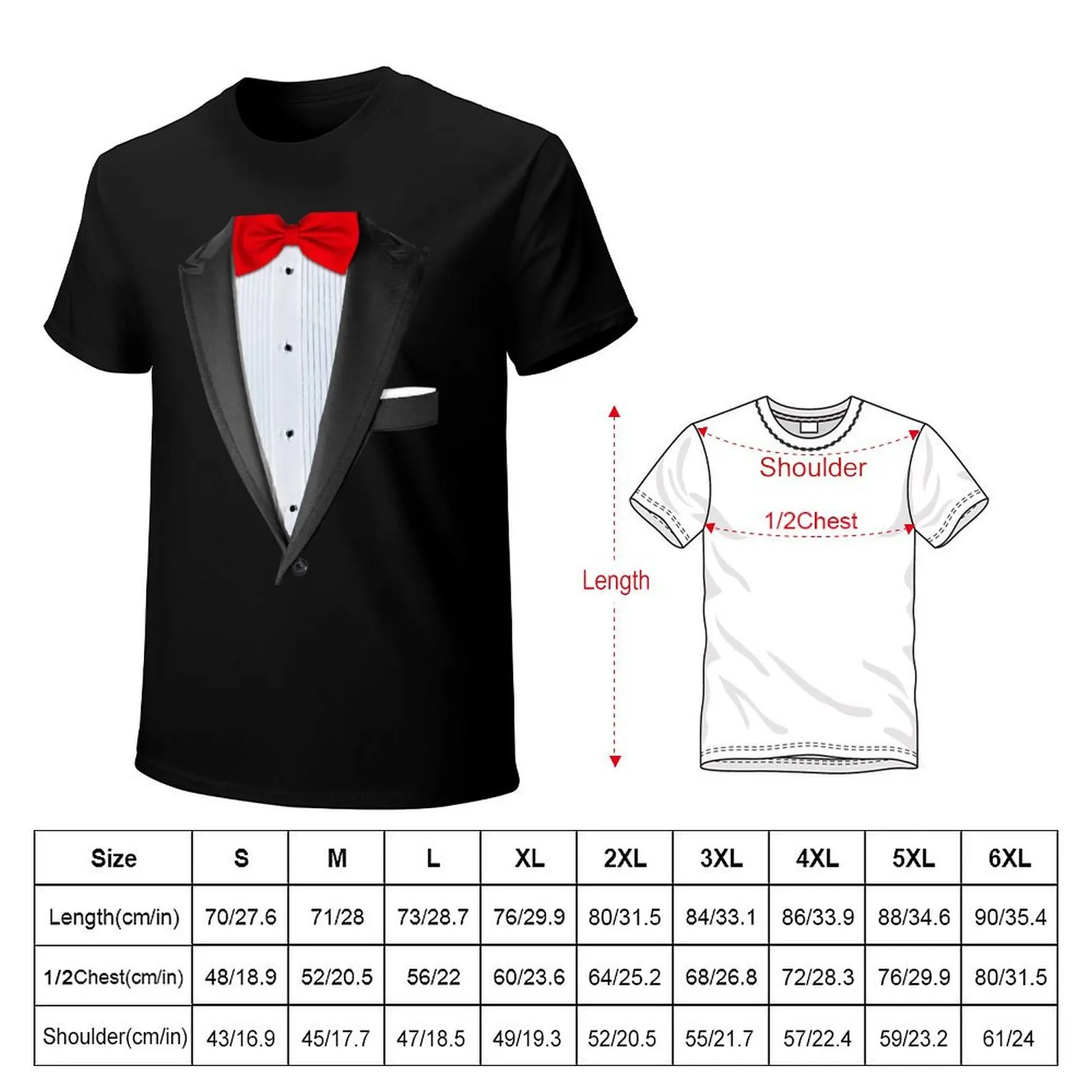 Realistic Tuxedo Shirt T-Shirt Big and Tall Casual T-Shirt