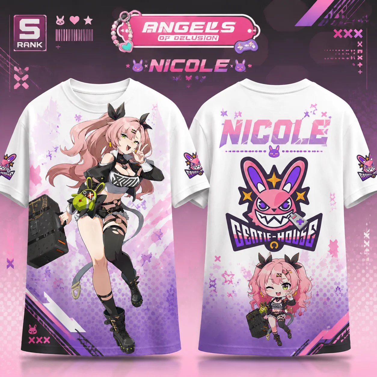 Zenless Zone Zero ZZZ Character Nicole Demara,Nekomiya Mana,Anby All Over Print Jersey, Breathable Quick Dry Tee