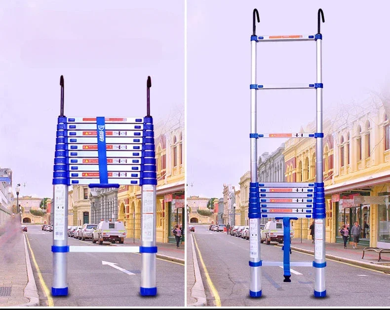 Telescopic ladder thickened folding ladder household lifting stairs aluminum alloy