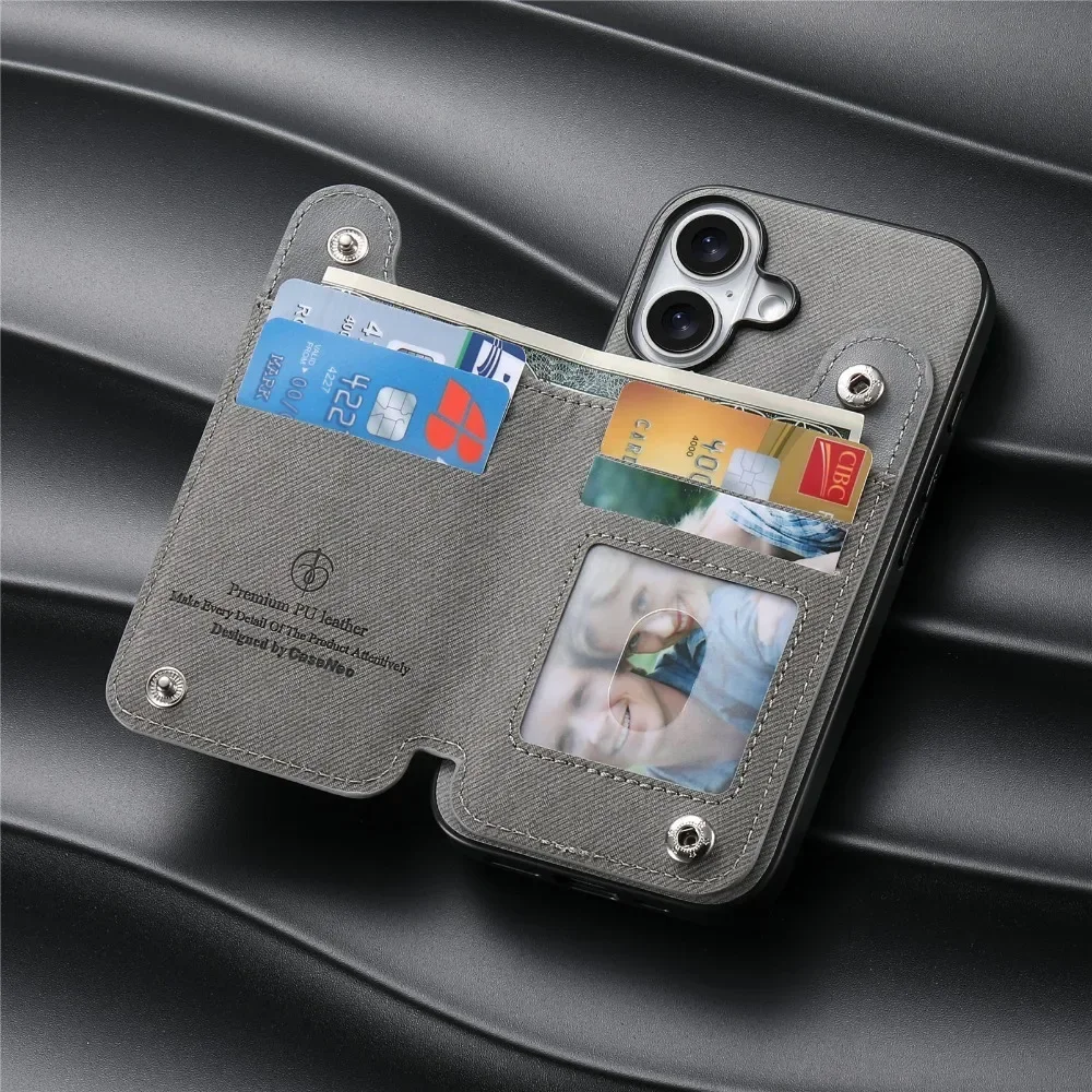 Flip-Wallet mit Kartenhalter RFID-blockierende Handyhülle für iPhone 18 17 16 15 14 Plus 13 12 Pro Max Ring-Lederhalterung – Detail 26