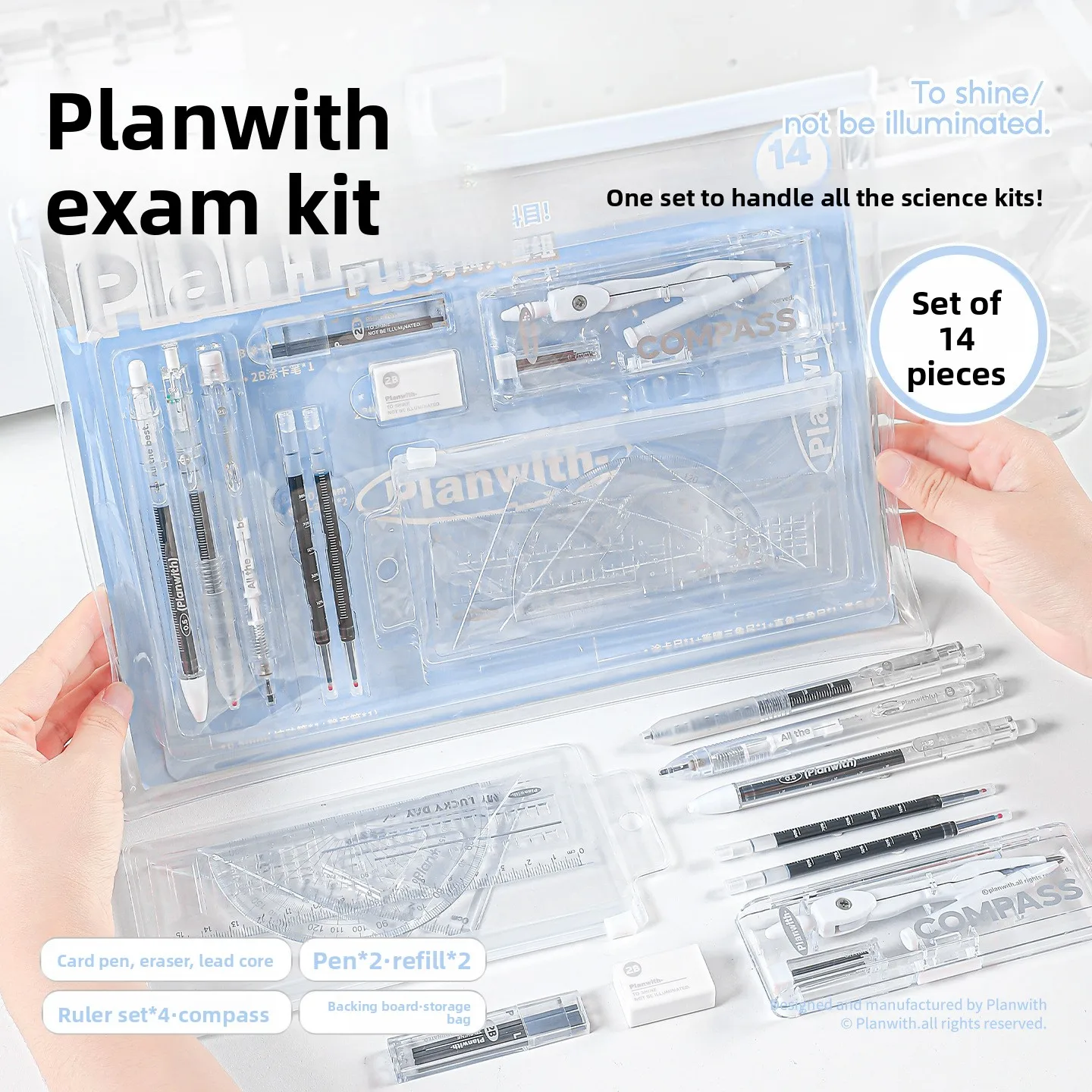 14Pcs/set Exam Prep 2B Pencil Kit with Eraser Sharpener Student Test Stationery Set for School Exam Supplies