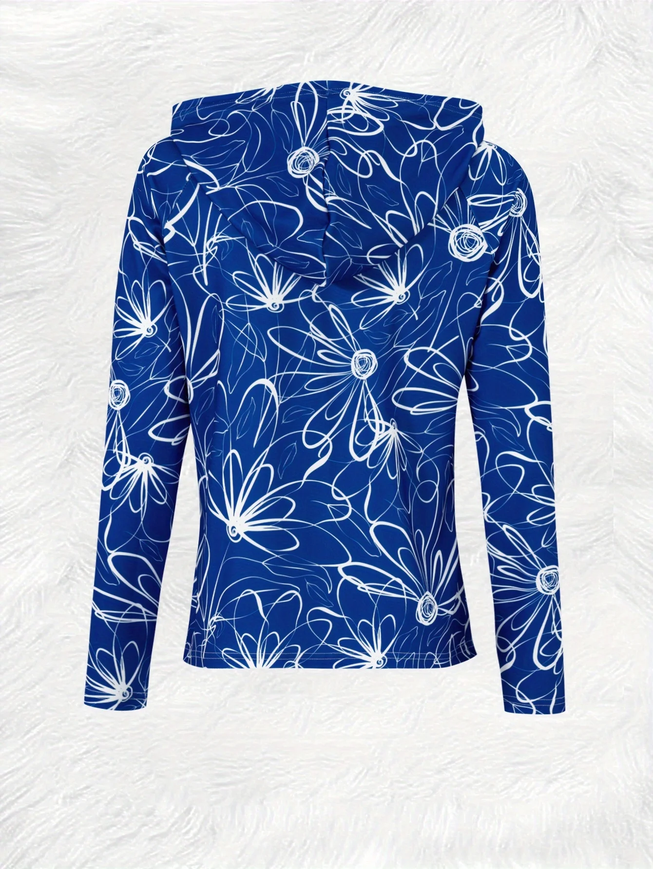 Printed Design Spring and Autumn styles White Floral Pattern On Blue Background casual style ladies' casual jacket