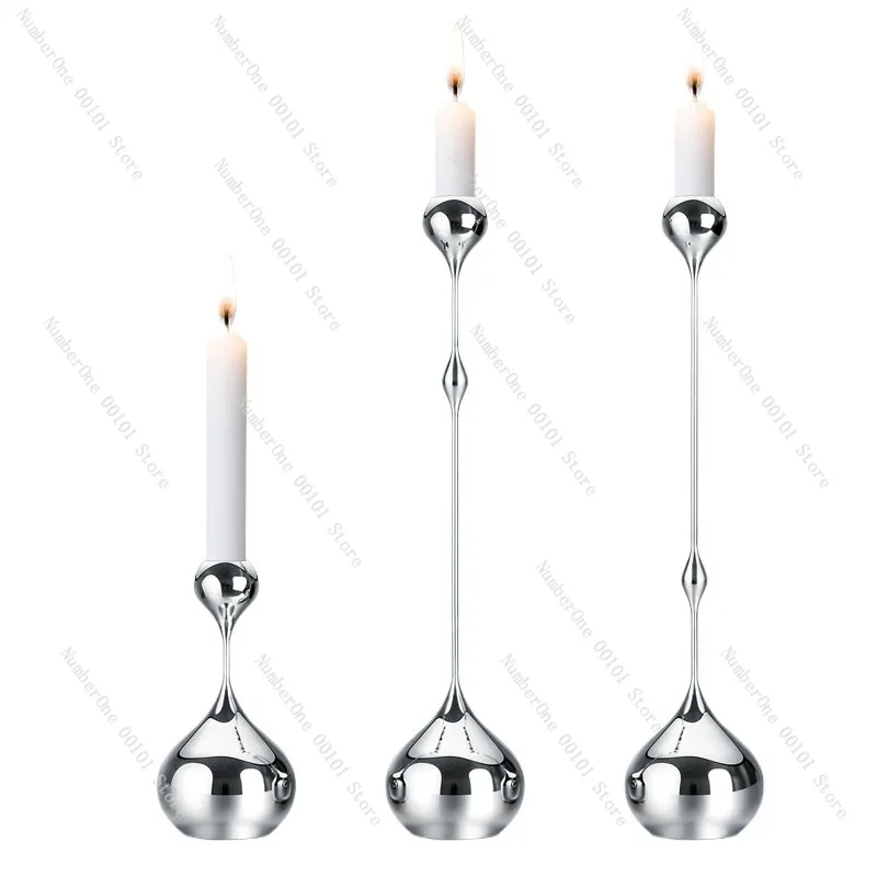 Stainless Steel Hand Polished Teardrop Candle Holder Luxury Home Decor Elegant Dining Table Centerpiece Ornament Modern