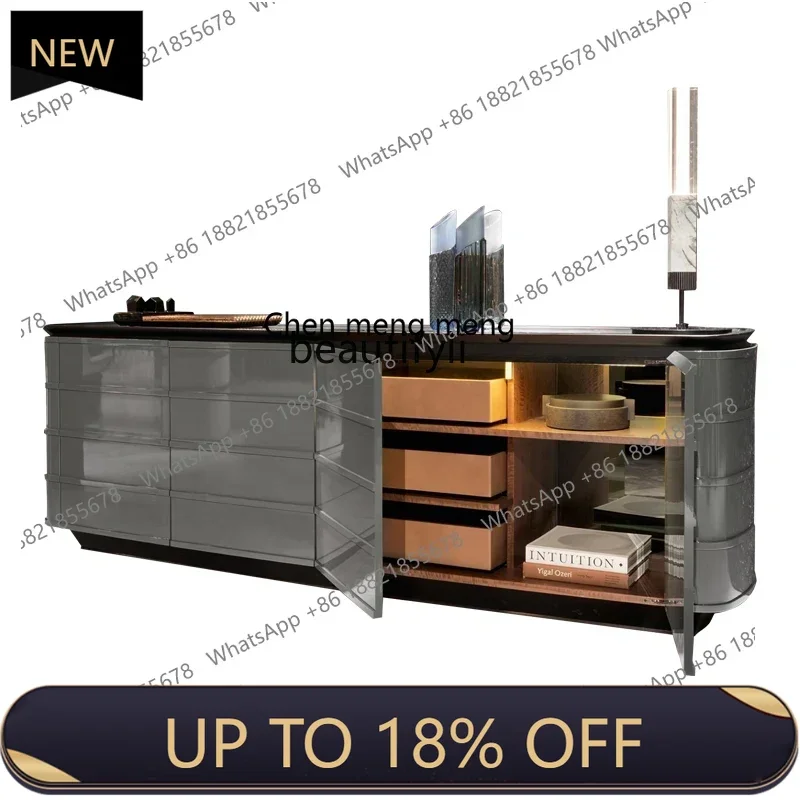 

P178 Italian Style Light Luxury High Grade Gray Sideboard Cabinet Living Room Home Hallway Locker Post-Modern Simple Designer